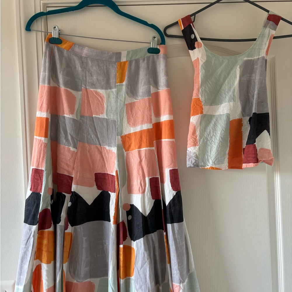 Anthropologie Colorblock Maxi Skirt and Top Set